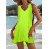 image:imageCHICGAL Womens Swimsuit Coverup Summer Beach Sleeveless T Shirt Bikini Tank Dress Loose Bathing Suit Cover Up 2026Neon Green
