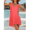 image:imageCHICGAL Womens Swimsuit Coverup Summer Beach Sleeveless T Shirt Bikini Tank Dress Loose Bathing Suit Cover Up 2026Neon Orange