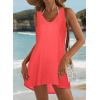 image:imageCHICGAL Womens Swimsuit Coverup Summer Beach Sleeveless T Shirt Bikini Tank Dress Loose Bathing Suit Cover Up 2026Neon Orange