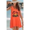 image:imageCHICGAL Womens Swimsuit Coverup Summer Beach Sleeveless T Shirt Bikini Tank Dress Loose Bathing Suit Cover Up 2026Orange Trees