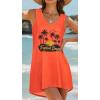 image:imageCHICGAL Womens Swimsuit Coverup Summer Beach Sleeveless T Shirt Bikini Tank Dress Loose Bathing Suit Cover Up 2026Orange Trees