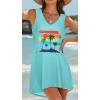 image:imageCHICGAL Womens Swimsuit Coverup Summer Beach Sleeveless T Shirt Bikini Tank Dress Loose Bathing Suit Cover Up 2026Turquoise Beach