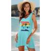 image:imageCHICGAL Womens Swimsuit Coverup Summer Beach Sleeveless T Shirt Bikini Tank Dress Loose Bathing Suit Cover Up 2026Turquoise Beach