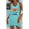 image:imageCHICGAL Womens Swimsuit Coverup Summer Beach Sleeveless T Shirt Bikini Tank Dress Loose Bathing Suit Cover Up 2026Turquoise Beach