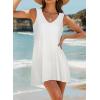 image:imageCHICGAL Womens Swimsuit Coverup Summer Beach Sleeveless T Shirt Bikini Tank Dress Loose Bathing Suit Cover Up 2026White