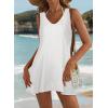 image:imageCHICGAL Womens Swimsuit Coverup Summer Beach Sleeveless T Shirt Bikini Tank Dress Loose Bathing Suit Cover Up 2026White