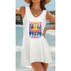 image:imageCHICGAL Womens Swimsuit Coverup Summer Beach Sleeveless T Shirt Bikini Tank Dress Loose Bathing Suit Cover Up 2026White Sunset