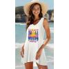 image:imageCHICGAL Womens Swimsuit Coverup Summer Beach Sleeveless T Shirt Bikini Tank Dress Loose Bathing Suit Cover Up 2026White Sunset