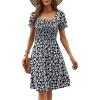 image:imageBerydress Womens Summer Dresses 2026 Pockets Short Sleeve Square Neck Flowy A Line Casual Boho Smocked Mini Sun DressBlack Flower