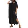 image:imageCHICGAL Kaftan Dresses for Women Oversized Long Batwing Sleeve Caftan V Neck Beach Cover Ups Summer Maxi Dress 2026Black