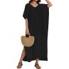 image:imageCHICGAL Kaftan Dresses for Women Oversized Long Batwing Sleeve Caftan V Neck Beach Cover Ups Summer Maxi Dress 2026Black