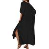 image:imageCHICGAL Kaftan Dresses for Women Oversized Long Batwing Sleeve Caftan V Neck Beach Cover Ups Summer Maxi Dress 2026Black