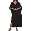 image:imageCHICGAL Kaftan Dresses for Women Oversized Long Batwing Sleeve Caftan V Neck Beach Cover Ups Summer Maxi Dress 2026Black