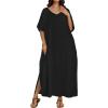image:imageCHICGAL Kaftan Dresses for Women Oversized Long Batwing Sleeve Caftan V Neck Beach Cover Ups Summer Maxi Dress 2026Black