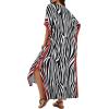 image:imageCHICGAL Kaftan Dresses for Women Oversized Long Batwing Sleeve Caftan V Neck Beach Cover Ups Summer Maxi Dress 2026Black White Stripes
