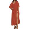 image:imageCHICGAL Kaftan Dresses for Women Oversized Long Batwing Sleeve Caftan V Neck Beach Cover Ups Summer Maxi Dress 2026Dull Orange