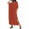 image:imageCHICGAL Kaftan Dresses for Women Oversized Long Batwing Sleeve Caftan V Neck Beach Cover Ups Summer Maxi Dress 2026Dull Orange