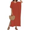 image:imageCHICGAL Kaftan Dresses for Women Oversized Long Batwing Sleeve Caftan V Neck Beach Cover Ups Summer Maxi Dress 2026Dull Orange