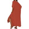 image:imageCHICGAL Kaftan Dresses for Women Oversized Long Batwing Sleeve Caftan V Neck Beach Cover Ups Summer Maxi Dress 2026Dull Orange