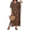 image:imageCHICGAL Kaftan Dresses for Women Oversized Long Batwing Sleeve Caftan V Neck Beach Cover Ups Summer Maxi Dress 2026Leopard Print
