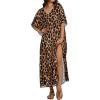 image:imageCHICGAL Kaftan Dresses for Women Oversized Long Batwing Sleeve Caftan V Neck Beach Cover Ups Summer Maxi Dress 2026Leopard Print
