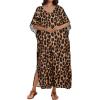 image:imageCHICGAL Kaftan Dresses for Women Oversized Long Batwing Sleeve Caftan V Neck Beach Cover Ups Summer Maxi Dress 2026Leopard Print
