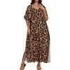 image:imageCHICGAL Kaftan Dresses for Women Oversized Long Batwing Sleeve Caftan V Neck Beach Cover Ups Summer Maxi Dress 2026Leopard Print