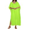 image:imageCHICGAL Kaftan Dresses for Women Oversized Long Batwing Sleeve Caftan V Neck Beach Cover Ups Summer Maxi Dress 2026Neon Green