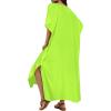 image:imageCHICGAL Kaftan Dresses for Women Oversized Long Batwing Sleeve Caftan V Neck Beach Cover Ups Summer Maxi Dress 2026Neon Green