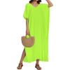image:imageCHICGAL Kaftan Dresses for Women Oversized Long Batwing Sleeve Caftan V Neck Beach Cover Ups Summer Maxi Dress 2026Neon Green