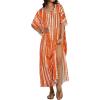 image:imageCHICGAL Kaftan Dresses for Women Oversized Long Batwing Sleeve Caftan V Neck Beach Cover Ups Summer Maxi Dress 2026Orange White Stripes