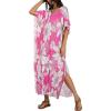 image:imageCHICGAL Kaftan Dresses for Women Oversized Long Batwing Sleeve Caftan V Neck Beach Cover Ups Summer Maxi Dress 2026Pink White Flowers