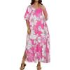 image:imageCHICGAL Kaftan Dresses for Women Oversized Long Batwing Sleeve Caftan V Neck Beach Cover Ups Summer Maxi Dress 2026Pink White Flowers