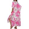 image:imageCHICGAL Kaftan Dresses for Women Oversized Long Batwing Sleeve Caftan V Neck Beach Cover Ups Summer Maxi Dress 2026Pink White Flowers