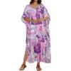 image:imageCHICGAL Kaftan Dresses for Women Oversized Long Batwing Sleeve Caftan V Neck Beach Cover Ups Summer Maxi Dress 2026Purple Abstract