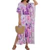 image:imageCHICGAL Kaftan Dresses for Women Oversized Long Batwing Sleeve Caftan V Neck Beach Cover Ups Summer Maxi Dress 2026Purple Abstract