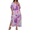 image:imageCHICGAL Kaftan Dresses for Women Oversized Long Batwing Sleeve Caftan V Neck Beach Cover Ups Summer Maxi Dress 2026Purple Abstract