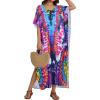 image:imageCHICGAL Kaftan Dresses for Women Oversized Long Batwing Sleeve Caftan V Neck Beach Cover Ups Summer Maxi Dress 2026Purple Aperture