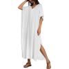 image:imageCHICGAL Kaftan Dresses for Women Oversized Long Batwing Sleeve Caftan V Neck Beach Cover Ups Summer Maxi Dress 2026White