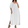 image:imageCHICGAL Kaftan Dresses for Women Oversized Long Batwing Sleeve Caftan V Neck Beach Cover Ups Summer Maxi Dress 2026White