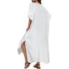 image:imageCHICGAL Kaftan Dresses for Women Oversized Long Batwing Sleeve Caftan V Neck Beach Cover Ups Summer Maxi Dress 2026White