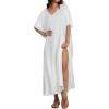 image:imageCHICGAL Kaftan Dresses for Women Oversized Long Batwing Sleeve Caftan V Neck Beach Cover Ups Summer Maxi Dress 2026White