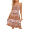 image:imageCHICGAL Summer Dresses for Women Beach Cover Ups Strapless Boho Floral Print SundressBoho Khaki Print