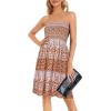 image:imageCHICGAL Summer Dresses for Women Beach Cover Ups Strapless Boho Floral Print SundressBoho Khaki Print