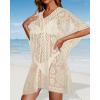 image:imageWomens Lace Bathing Suit Cover Up V Neck Beach Coverup Summer Swim Coverups Loose Bikini Beach Dress 2026Beige
