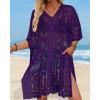 image:imageWomens Lace Bathing Suit Cover Up V Neck Beach Coverup Summer Swim Coverups Loose Bikini Beach Dress 2026Deep Purple
