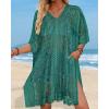 image:imageWomens Lace Bathing Suit Cover Up V Neck Beach Coverup Summer Swim Coverups Loose Bikini Beach Dress 2026Green