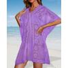 image:imageWomens Lace Bathing Suit Cover Up V Neck Beach Coverup Summer Swim Coverups Loose Bikini Beach Dress 2026Light Purple