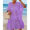image:imageWomens Lace Bathing Suit Cover Up V Neck Beach Coverup Summer Swim Coverups Loose Bikini Beach Dress 2026Light Purple