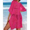 image:imageWomens Lace Bathing Suit Cover Up V Neck Beach Coverup Summer Swim Coverups Loose Bikini Beach Dress 2026Pink